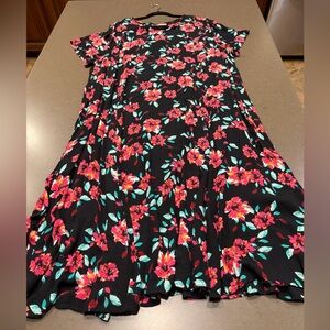 Woman Within Black Floral Dress Sz 2X